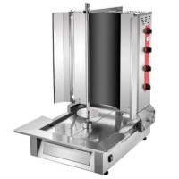 4 Radyanlı Elektrikli Döner Ocağı: 520x700x1400mm ölçülerinde, 5400W güç, seramik rezistanslı, Robax termal cam korumalı ve 60 kg et kapasiteli profesyonel döner pişirme makinesi. #DönerEkipmanları #DönerOcağı